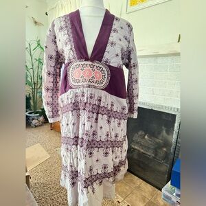 Odd Molly Embroidered Dress Sz 3 Empire Waist Washable Bohemian Summer v neck